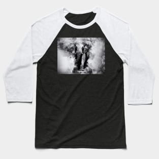 Powerful African Elephant - Black and White Watercolor Baseball T-Shirt